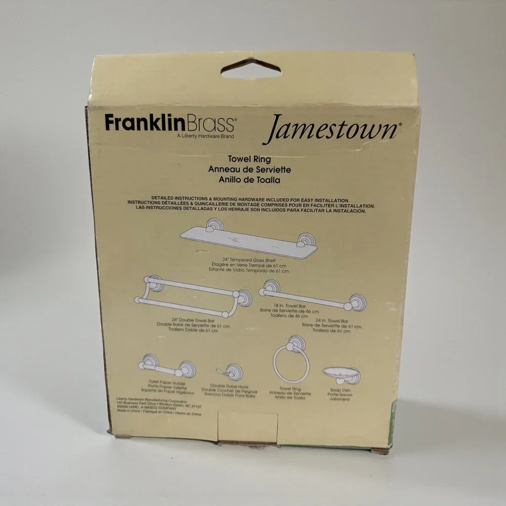 Franklin Brass Jamestown Polished‎ Chrome Silver Towel Ring 127731 Easy Clip New